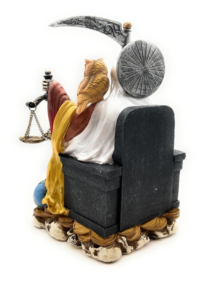RUSTIX Santa Muerte Statue, La Santa Muerte Figurine, Saint of Holy Death, Sacred Symbol of Protection and Spirituality, Seated Religious Decor, Muerte de la Muerte Altar Piece (Multicolor) - Image 5